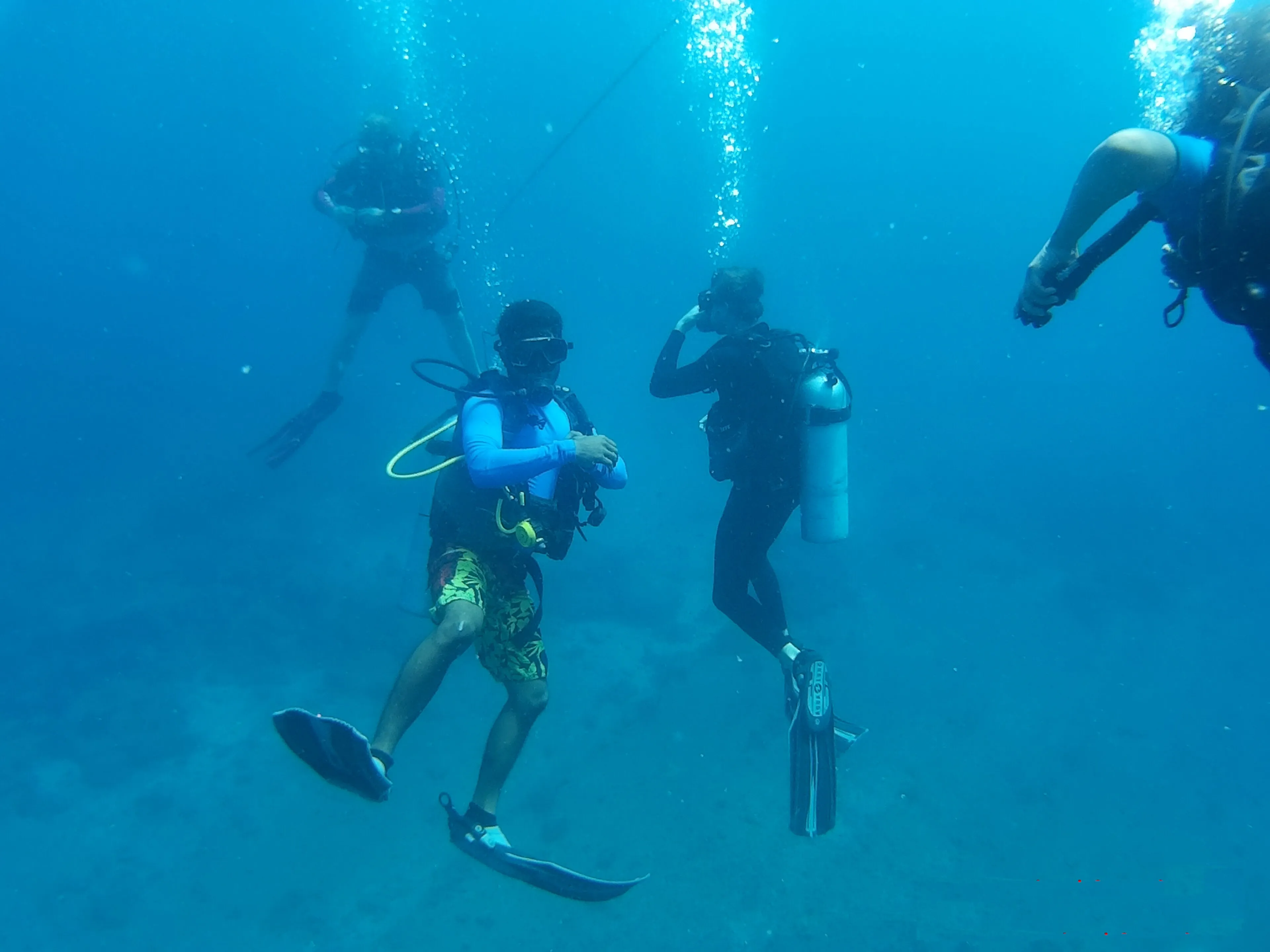 Diver exploring a coral reef in the Andaman Islands